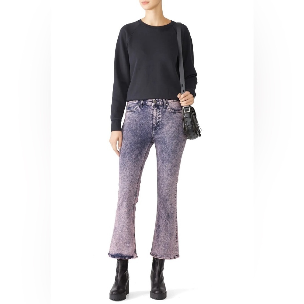 M.i.h. Anthropologie Marty Fluffy Pink Acid Wash Cropped Flare Jeans 32